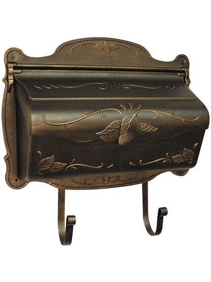 Floral Design Cast-Aluminum Horizontal Mailbox in Rubbed Bronze.
